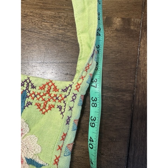 Johnny Was JWLA Green Linen Embroidered Flowers Purse Handbag Tote Bag Crossbody - Picture 11 of 11